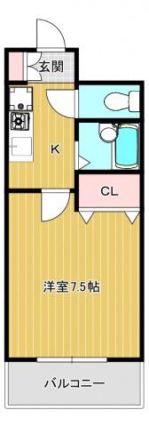 ソシア舟入(1K/4階)の間取り写真
