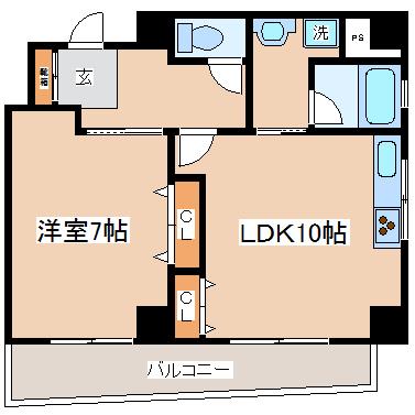 リーグレック元町(1LDK/4階)の間取り写真