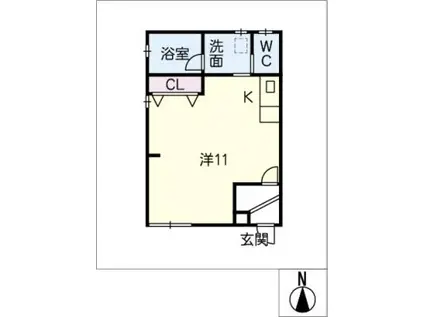 プランベイム黒川(ワンルーム/3階)の間取り写真