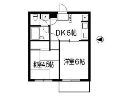 武蔵ハイツI(2DK/2階)の間取り写真