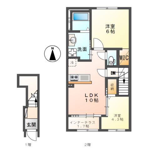 ピパトール(2LDK/2階)の間取り写真
