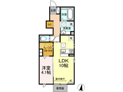 JR飯田線 豊川駅(愛知) 徒歩13分 2階建 築9年(1LDK/1階)の間取り写真