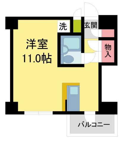 ハウゼ芦屋(ワンルーム/2階)の間取り写真