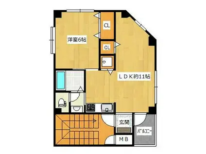 バーベナ(1LDK/4階)の間取り写真