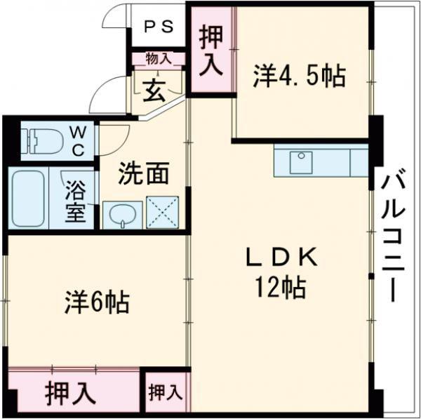 ビレッジハウス燕2号棟(2LDK/1階)の間取り写真