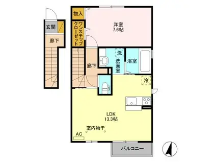 ウィル コスモ(1LDK/2階)の間取り写真