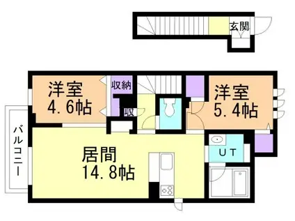 シティプラザ青森C棟(2LDK/2階)の間取り写真