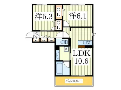 コニフェールIII(2LDK/1階)の間取り写真