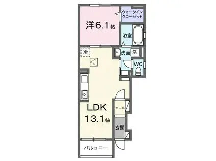 GREENAWAYII(1LDK/1階)の間取り写真