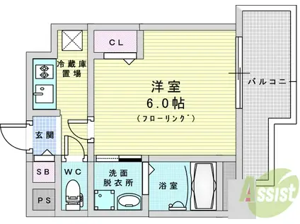 エスリードレジデンス大阪グランノースⅡ(1K/11階)の間取り写真