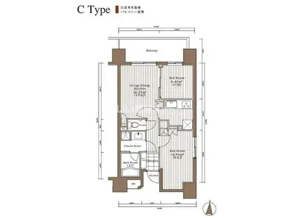 ザ・パーククロス錦糸町レジデンス(1SLDK/3階)の間取り写真