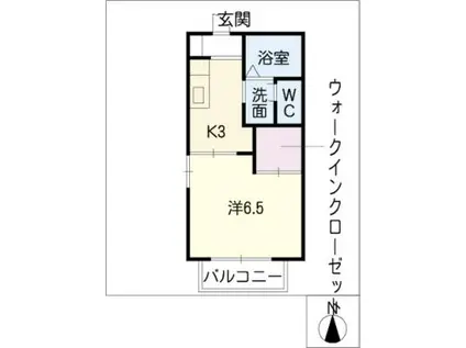 ヴァンベール(1K/2階)の間取り写真