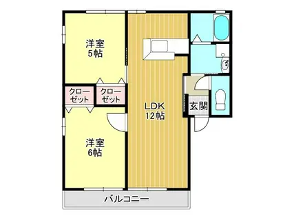 レトアRAINBOW(2LDK/1階)の間取り写真