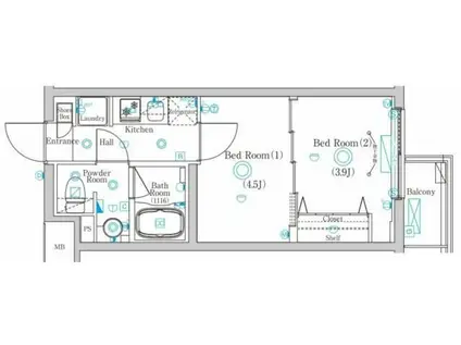 ラフィスタ鷺沼(2K/2階)の間取り写真