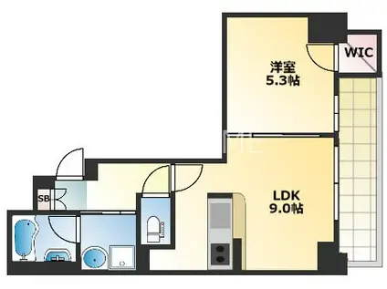 グランデージ難波南(1LDK/3階)の間取り写真