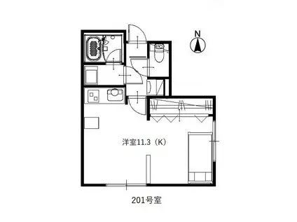 プティ・グラン明道(ワンルーム/2階)の間取り写真