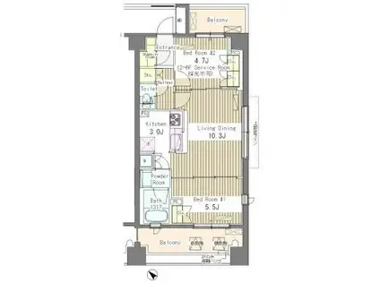 GRACE RESIDENCE TOKYO(2LDK/11階)の間取り写真