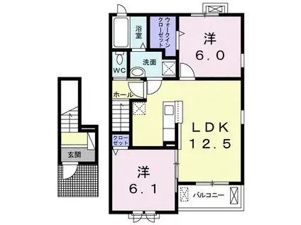 ジャンティ B(2LDK/2階)の間取り写真