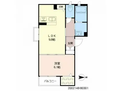 PAX天保山B棟(1LDK/3階)の間取り写真