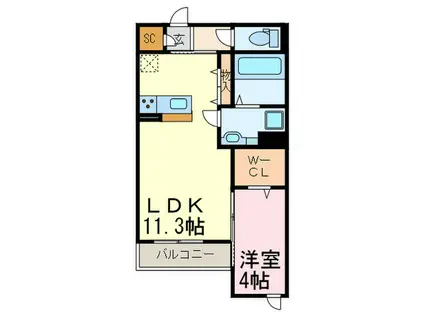 レリ ヤン ファミリオ(1LDK/2階)の間取り写真