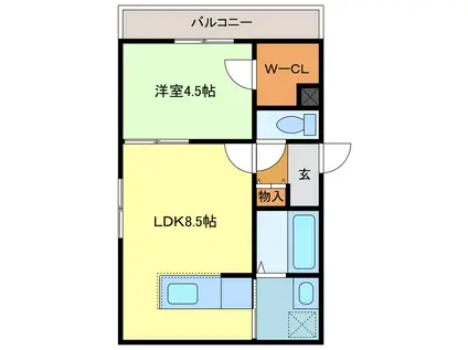 ASTAGE末広(1LDK/3階)の間取り写真