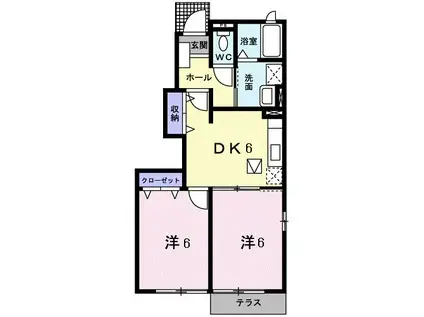 ムイビエーンC(2DK/1階)の間取り写真