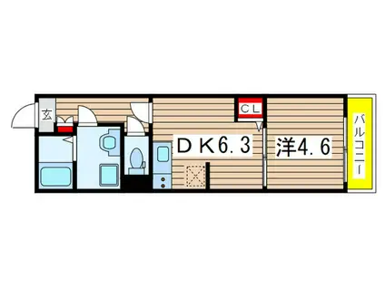 UMEX千葉(1DK/3階)の間取り写真