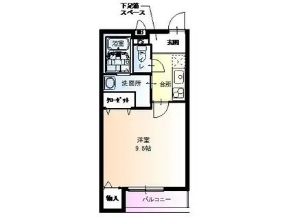 フジパレス田辺イースト(1K/3階)の間取り写真