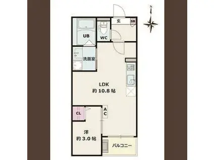 JACK UMATEI(1LDK/2階)の間取り写真