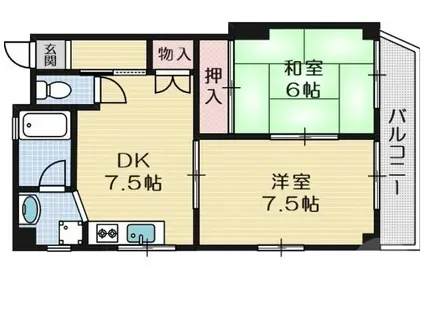 麻田レインボーハイツ(2DK/1階)の間取り写真