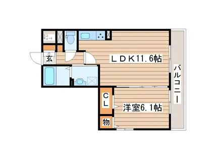 フロレスタ上杉(1LDK/3階)の間取り写真
