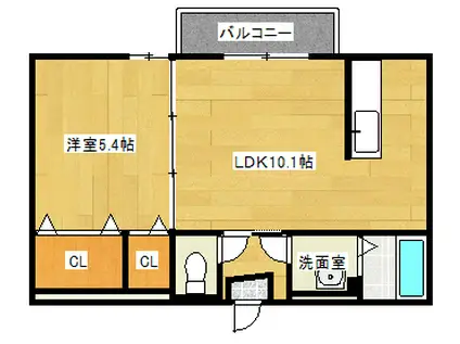ヒットビルディングツー(1LDK/1階)の間取り写真