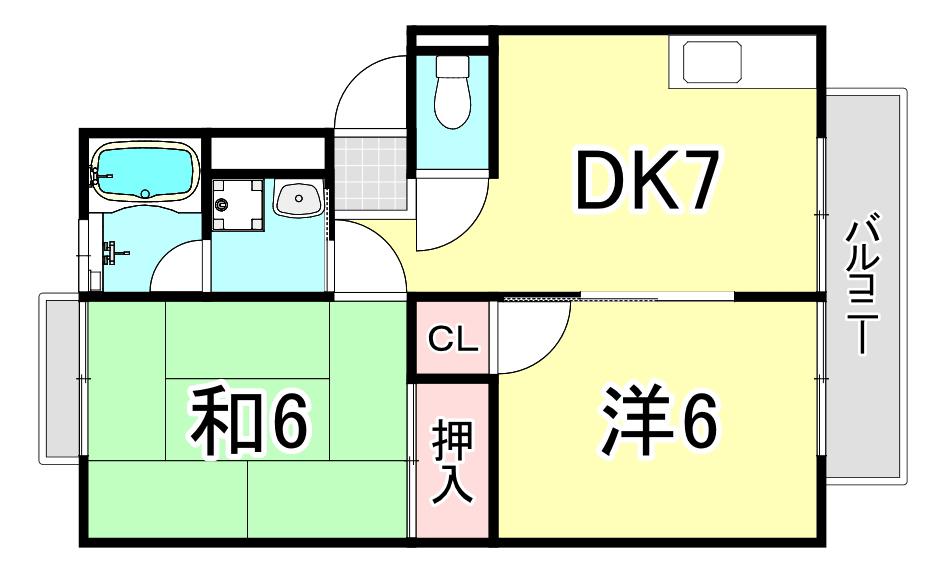 アネックス1(2DK/2階)の間取り写真