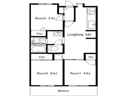 コートハウス新川崎(3LDK/3階)の間取り写真