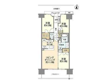 ドレッセ中央林間(3LDK/12階)の間取り写真