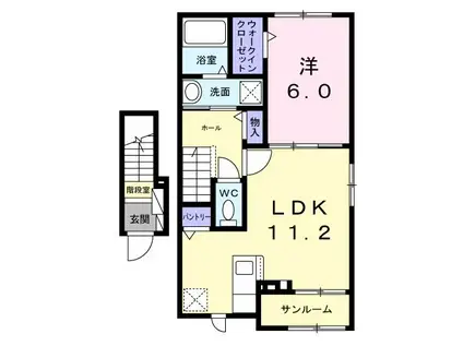 グラシオッソ ブリッサ K(1LDK/2階)の間取り写真