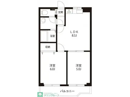 フローラ梶ヶ谷(2LDK/1階)の間取り写真