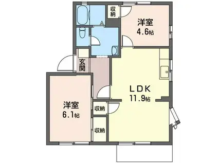 シャルマンハイツE(2LDK/1階)の間取り写真