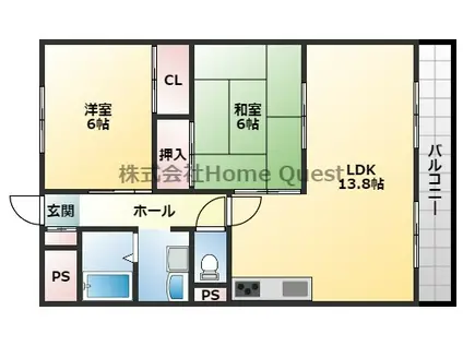 シロハイヌ小阪(2LDK/4階)の間取り写真