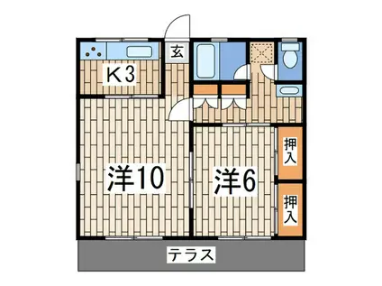 コーポ小串(2K/1階)の間取り写真