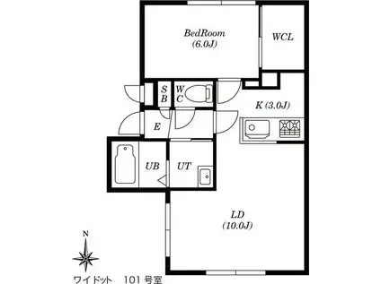 ワイドット(1LDK/1階)の間取り写真