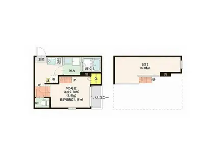 リベルテ東照宮(1K/1階)の間取り写真