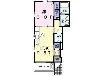 シャルマン ドミール(1LDK/1階)の間取り写真
