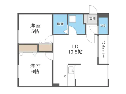ウエストヒルズ西野(2LDK/2階)の間取り写真