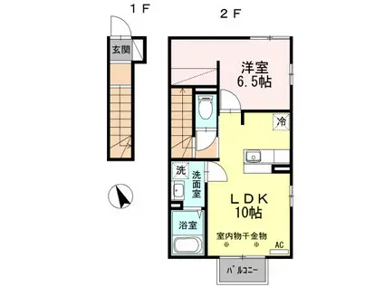 パインズコート(1LDK/2階)の間取り写真