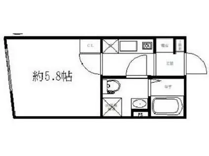 CASA上野入谷(1K/3階)の間取り写真
