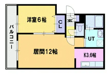 アルテンセン伏古(1LDK/2階)の間取り写真