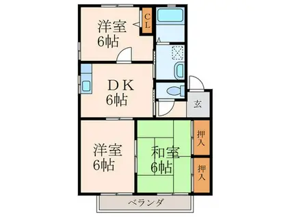 ディアス新町(3DK/2階)の間取り写真