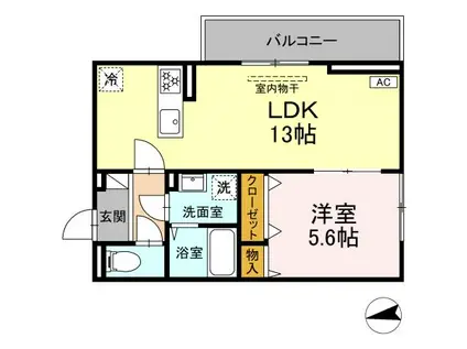 ベルディール(1LDK/1階)の間取り写真