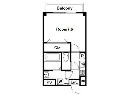 エヴァ―グリーンウエスト(1K/3階)の間取り写真